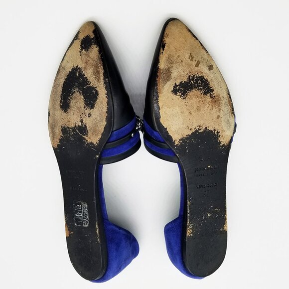 Jenni Kayne Chain D’Orsay Flats Slip On Black/Ink Royal Cobalt Blue Size 37 $595 - Picture 12 of 16